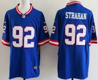 Men's New York Giants #92 Michael Strahan Limited Blue Classic Vapor Jersey