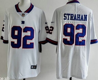 Men's New York Giants #92 Michael Strahan Limited White Throwback Vapor Jersey