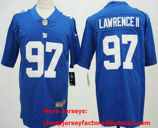 Men's New York Giants #97 Dexter Lawrence II Limited Blue Vapor Jersey
