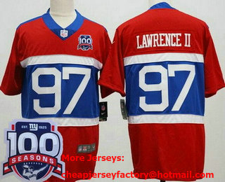 Men's New York Giants #97 Dexter Lawrence II Limited Red Alternate 100 Seasons Vapor Jersey
