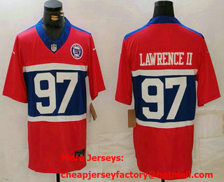 Men's New York Giants #97 Dexter Lawrence II Limited Red Alternate FUSE Team Patch Vapor Jersey