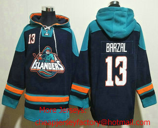 Men's New York Islanders #13 Mathew Barzal Black Ageless Must-Have Lace-Up Pullover Hoodie