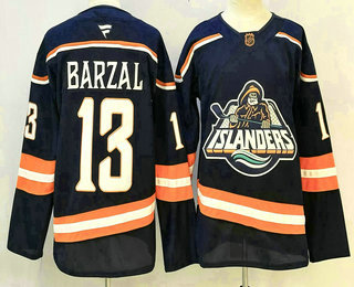 Men's New York Islanders #13 Mathew Barzal Navy Reverse Retro Authentic Jersey