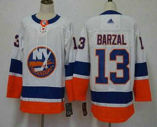 Men's New York Islanders #13 Mathew Barzal White 2017-2018 Hockey Stitched NHL Jersey