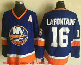 Men's New York Islanders #16 Pat LaFontaine Light Blue 1984-85 CCM Throwback Stitched Vintage Hockey Jersey