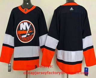 Men's New York Islanders Blank Navy 2021 Reverse Retro Authentic Jersey