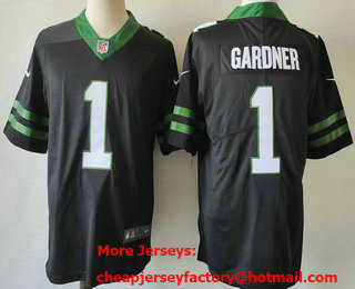 Men's New York Jets #1 Sauce Gardner Limited Black 2024 Vapor Jersey
