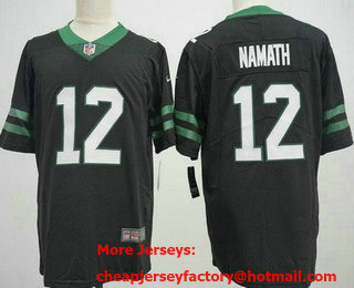 Men's New York Jets #12 Joe Namath Limited Black Vapor Jersey