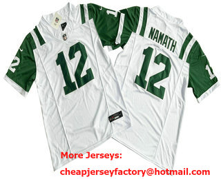 Men's New York Jets #12 Joe Namath Limited FUSE White Classic Vapor Jersey