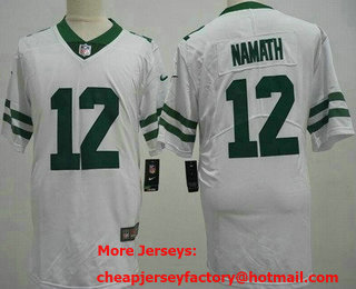 Men's New York Jets #12 Joe Namath Limited White Vapor Jersey