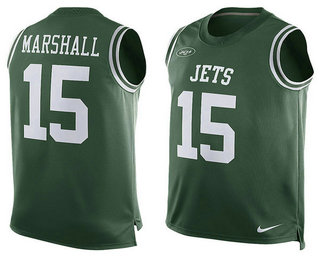 Men's New York Jets #15 Brandon Marshall Green Nike Player Name And Number Tank Top