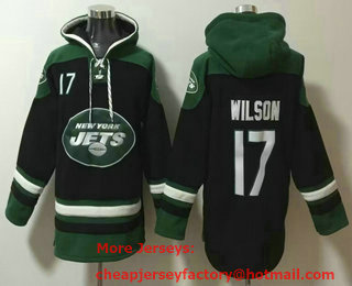 Men's New York Jets #17 Garrett Wilson Black Ageless Must Have Lace Up Pullover Hoodie