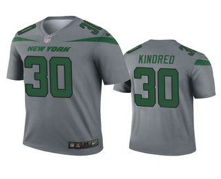 Men's New York Jets #30 Derrick Kindred Gray Inverted Legend Jersey