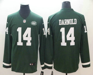 Men's New York Jets #14 Sam Darnold Nike Green Therma Long Sleeve Limited Jersey