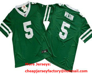 Men's New York Jets #5 Garrett Wilson Limited Green 2024 FUSE Vapor Jersey