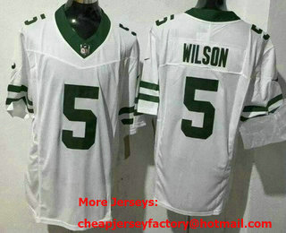 Men's New York Jets #5 Garrett Wilson Limited White FUSE Vapor Jersey