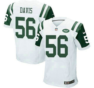 Men's New York Jets #56 Demario Davis White Road NFL Nike Elite Jersey