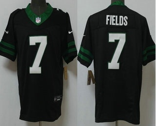 Men's New York Jets #7 Justin Fields Black FUSE Vapor Limited Stitched Jersey