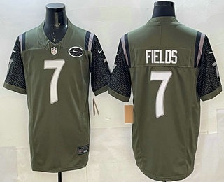 Men's New York Jets #7 Justin Fields Gotham Green Rivalries FUSE Vapor Stitched Jersey