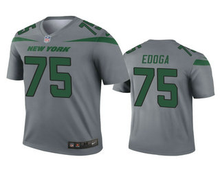 Men's New York Jets #75 Chuma Edoga Gray Inverted Legend Jersey
