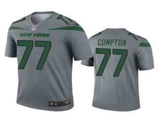 Men's New York Jets #77 Tom Compton Gray Inverted Legend Jersey