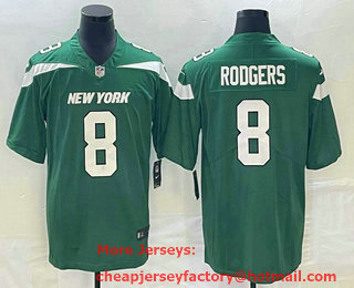 Men's New York Jets #8 Aaron Rodgers Green 2023 Vapor Untouchable Stitched Nike Limited Jersey