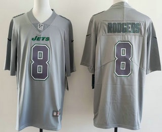 Men's New York Jets #8 Aaron Rodgers Limited Grey Fashion Vapor Jersey