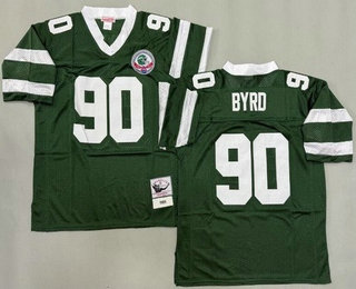 Men's New York Jets #90 Dennis Byrd Green 1989 Throwback Jersey