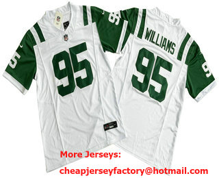 Men's New York Jets #95 Quinnen Williams Limited FUSE White Classic Vapor Jersey