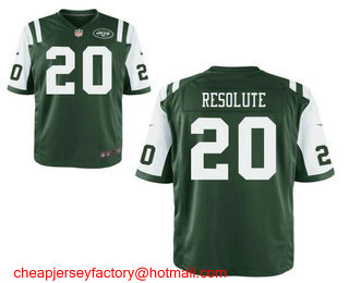 Men's New York Jets Resolute Support #20 Resolute Green Team Color Stitched NFL Nike Elite Jersey