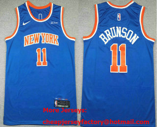 Men's New York Knicks #11 Jalen Brunson Blue Icon Sponsor Swingman Jersey