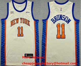 Men's New York Knicks #11 Jalen Brunson Cream 2025 City Sponsor Swingman Jersey