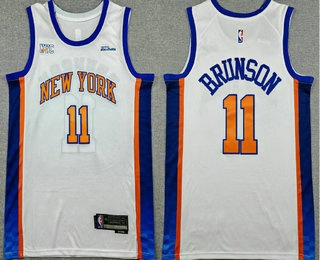 Men's New York Knicks #11 Jalen Brunson White 2025 City Sponsor Swingman Jersey