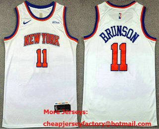Men's New York Knicks #11 Jalen Brunson White Icon Sponsor Swingman Jersey