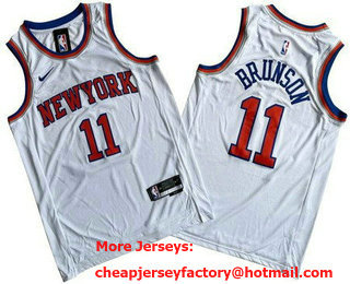 Men's New York Knicks #11 Jalen Brunson White Icon Swingman Jersey
