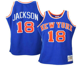 Men's New York Knicks #18 Phil Jackson Blue Hardwood Classics Soul Swingman Throwback Jersey