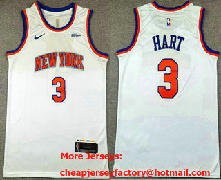 Men's New York Knicks #3 Josh Hart White Icon Sponsor Swingman Jersey