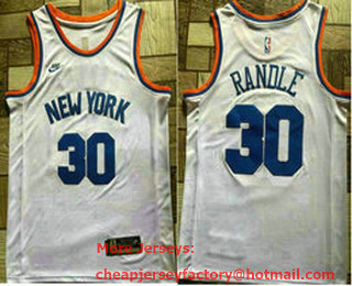 Men's New York Knicks #30 Julius Randle White White 75th anniversary Authentic Stitched NBA Jersey
