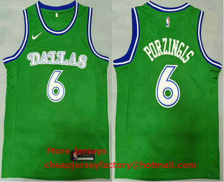 Men's Dallas Mavericks #6 Kristaps Porzingis Green 2020 Swingman Stitched Nike NBA Jersey