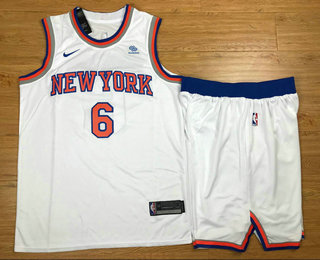 Men's New York Knicks #6 Kristaps Porzingis New White 2017-2018 Nike Swingman Squarespace Stitched NBA Jersey V