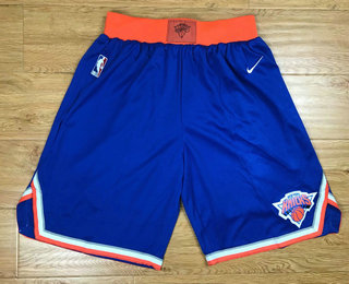Men's New York Knicks New Blue 2017-2018 Nike Swingman Stitched NBA Shorts