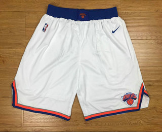 Men's New York Knicks New White 2017-2018 Nike Swingman Stitched NBA Shorts
