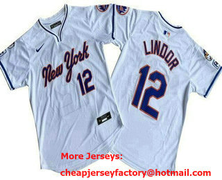 Men's New York Mets #12 Francisco Lindor White Alternate Limited Jersey