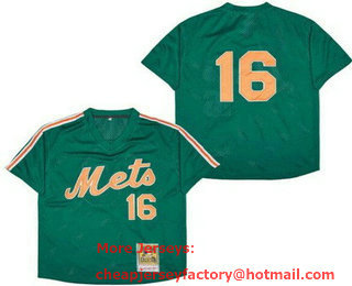 Men's New York Mets #16 Dwight Gooden Green Mesh Throwback Jersey