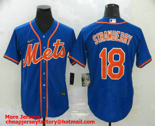 Men's New York Mets #18 Darryl Strawberry Blue Stitched MLB Cool Base Nike Jersey