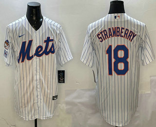 Men's New York Mets #18 Darryl Strawberry White 2025 Spring Training Cool Base Stitched Jersey