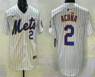 Men's New York Mets #2 Luisangel Acuna White Limited Jersey