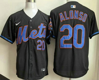 Men's New York Mets #20 Pete Alonso Black Limited Jersey
