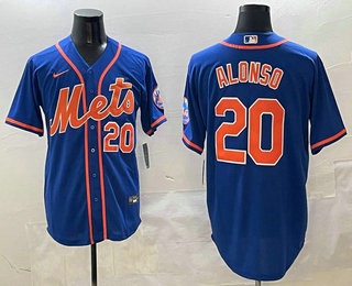 Men's New York Mets #20 Pete Alonso Number Blue Stitched Cool Base Nike Jersey