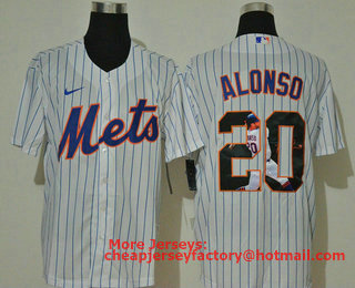 Men's New York Mets #20 Pete Alonso White Unforgettable Moment Stitched Fashion MLB Cool Base Nike Jersey